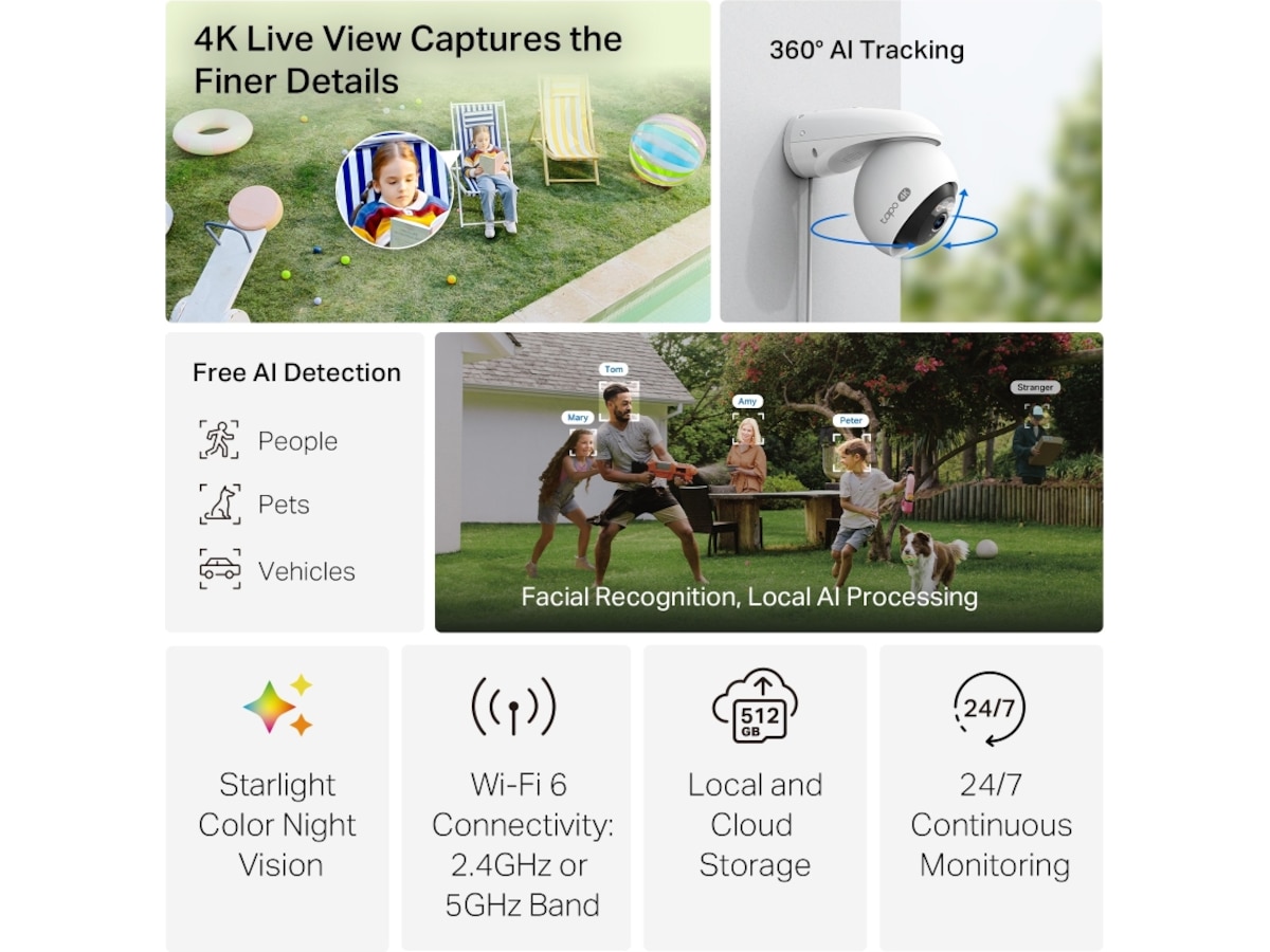 TP-Link Tapo C560WS 4K udendørs sikkerhedskamera Overvågningskameraer