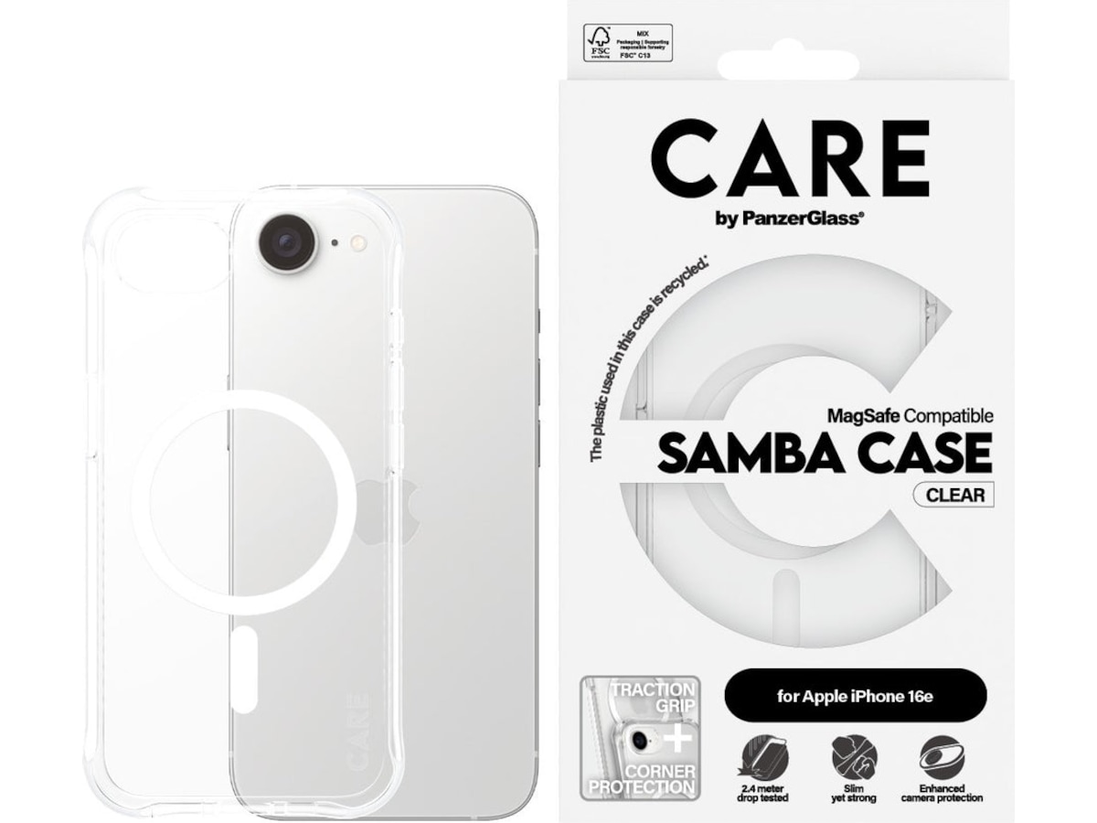 PanzerGlass CARE iPhone 16e Fashion MagSafe cover (gennemsigtig/hvid) Mobilcover