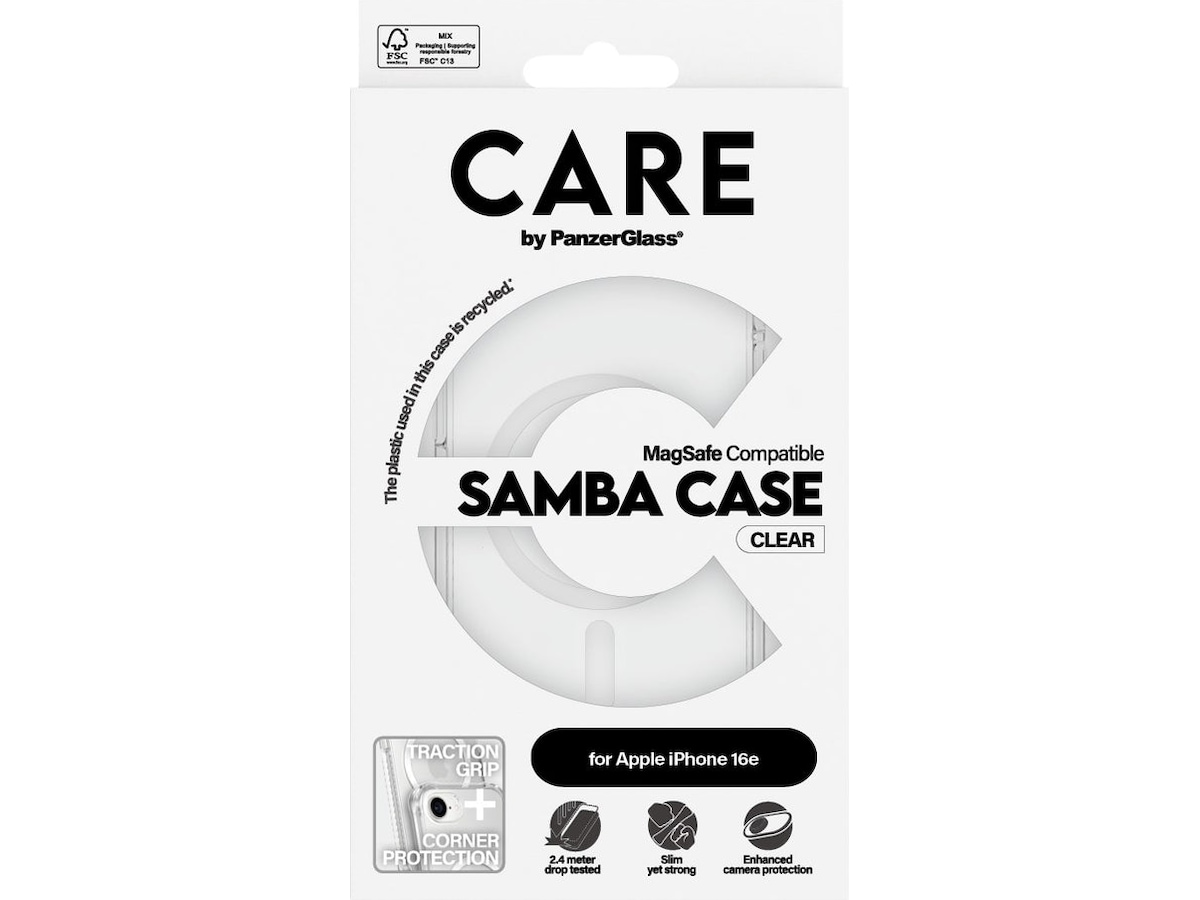 PanzerGlass CARE iPhone 16e Fashion MagSafe cover (gennemsigtig/hvid) Mobilcover