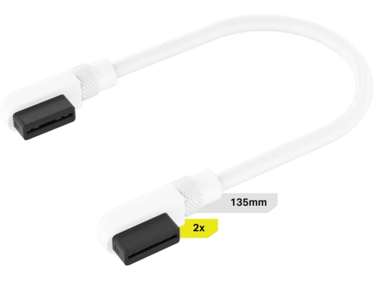 Corsair iCUE Link Kabel 2x 135mm /m Slim 90° (hvidt) Tilbehør