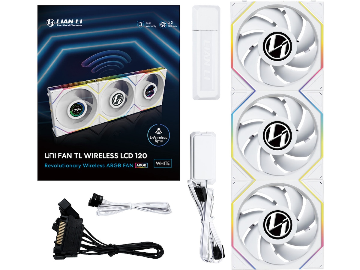 Lian Li UNI FAN TL Wireless LCD Reverse 3pk (sort) Blæsere