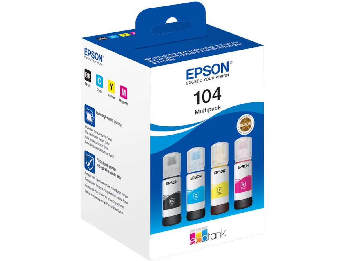Epson Blæk 104 EcoTank 4-colour Multipack Blækpatroner