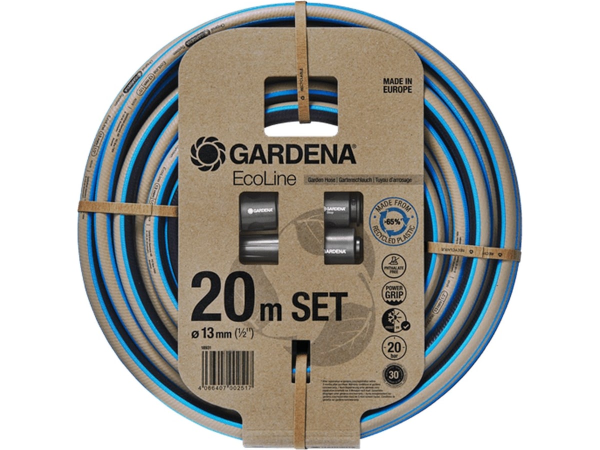 Gardena Haveslange EcoLine 1/2" 20m - med jetrør og hanetilslutninger Haveslanger