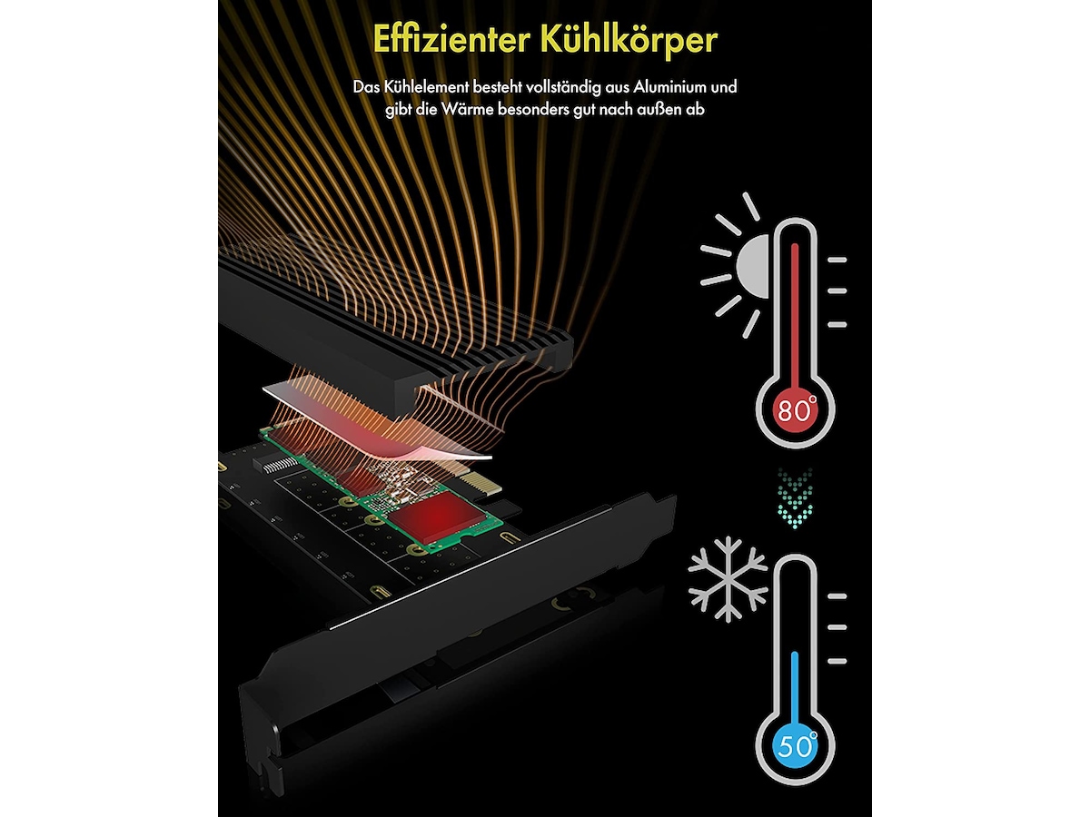 ICY BOX PCIe Extension Card med heat sink Tilbehør