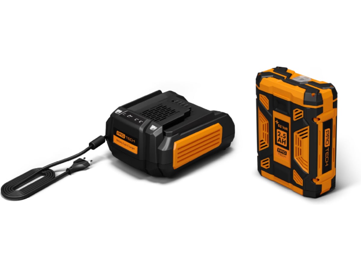 Protech +62 Volt 2.5 Ah batteri + hurtigoplader Batterier til elektriske haveredskaber