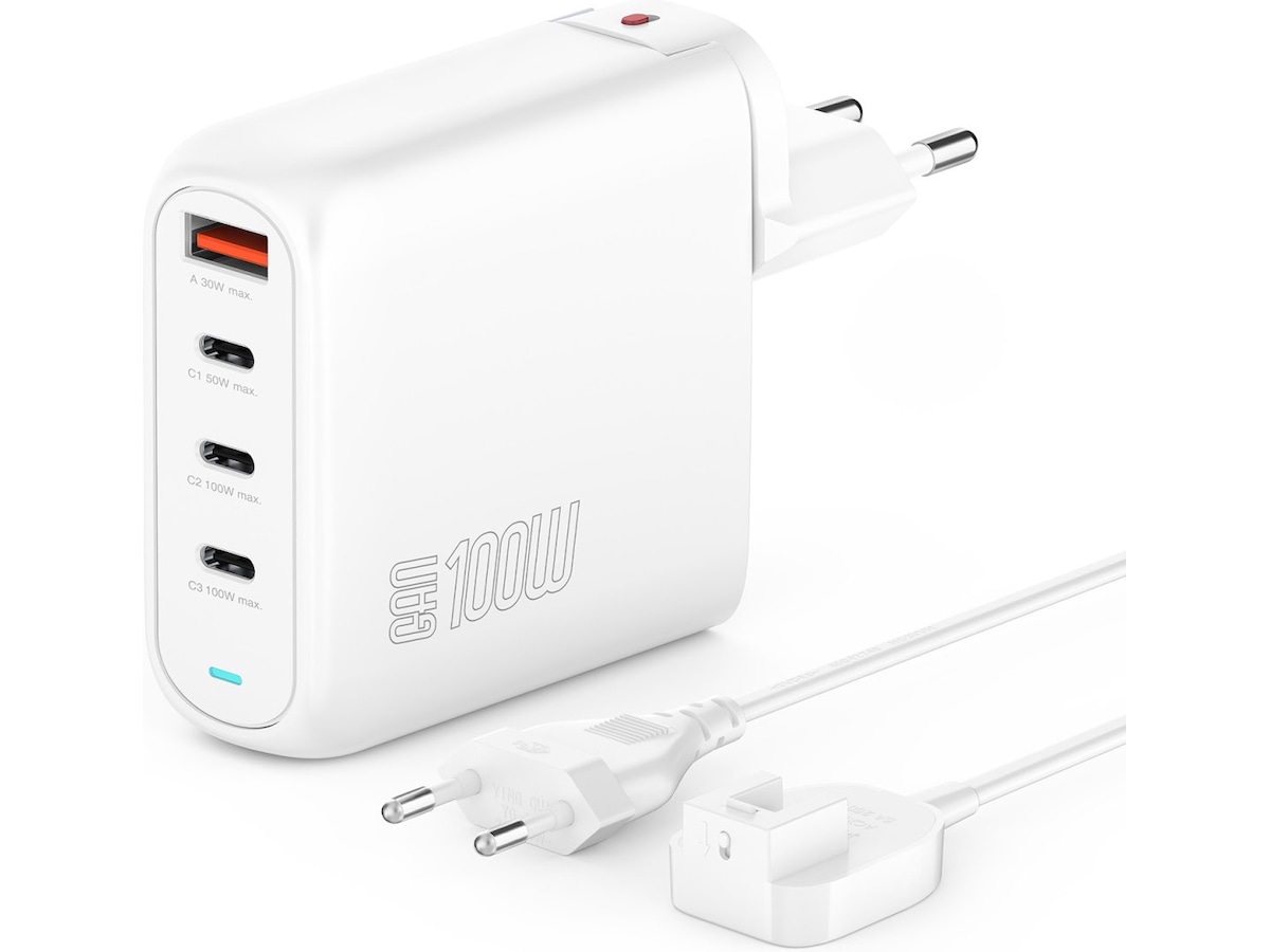 4smarts GaN Flex Pro 100W Vægopglader (hvid) Mobilopladere