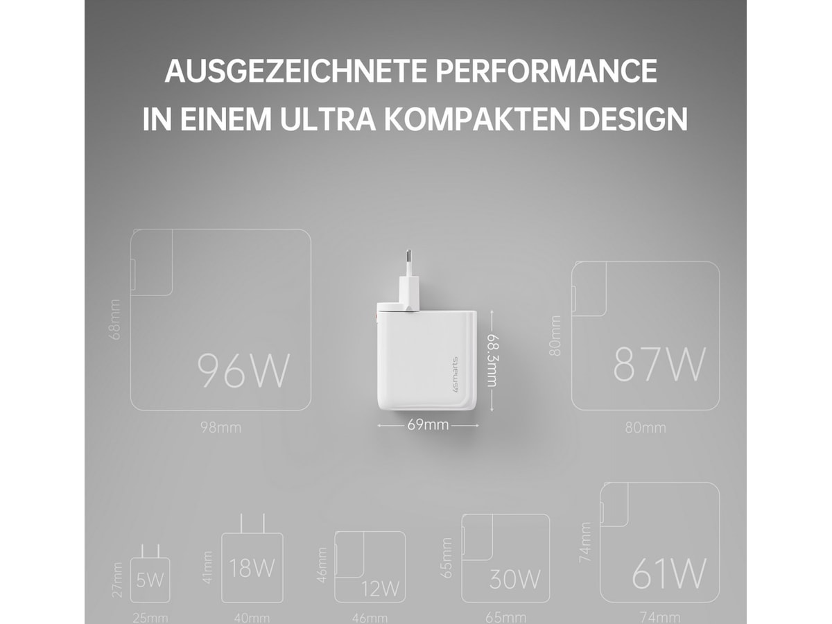 4smarts GaN Flex Pro 100W Vægopglader (hvid) Mobilopladere
