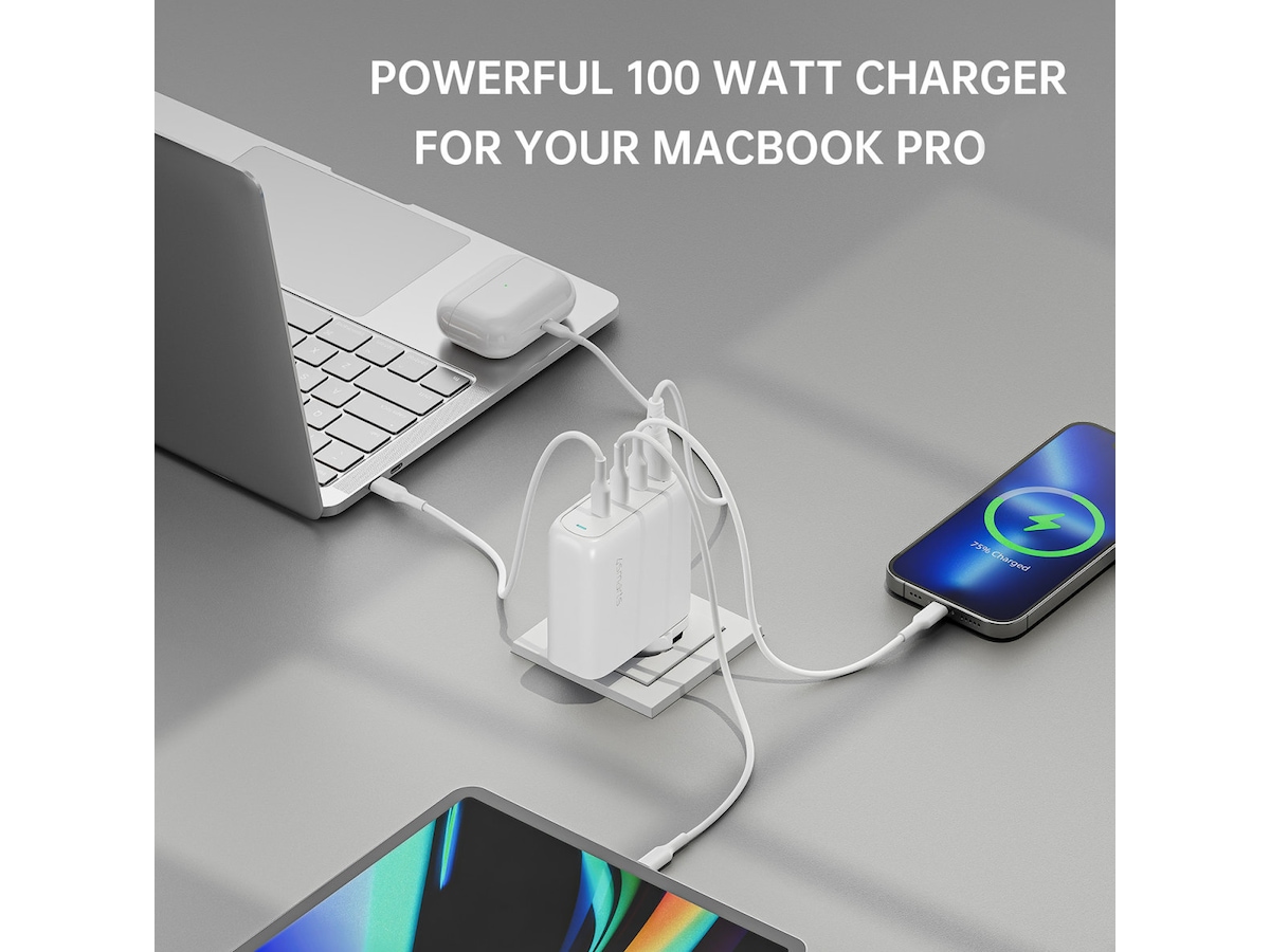 4smarts GaN Flex Pro 100W Vægopglader (hvid) Mobilopladere