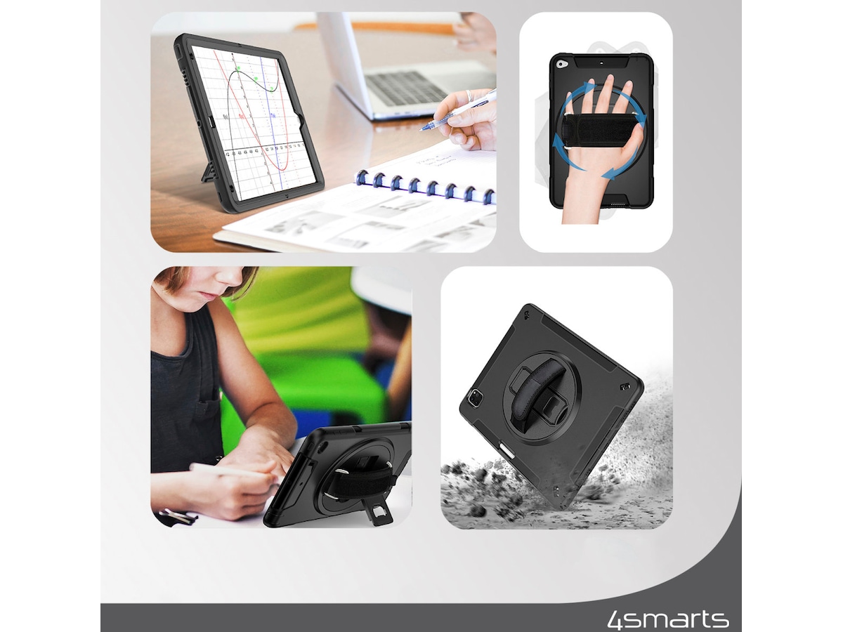 4smarts Galaxy Tab A9+ Rugged Case Grip cover (sort) Cover til tablet