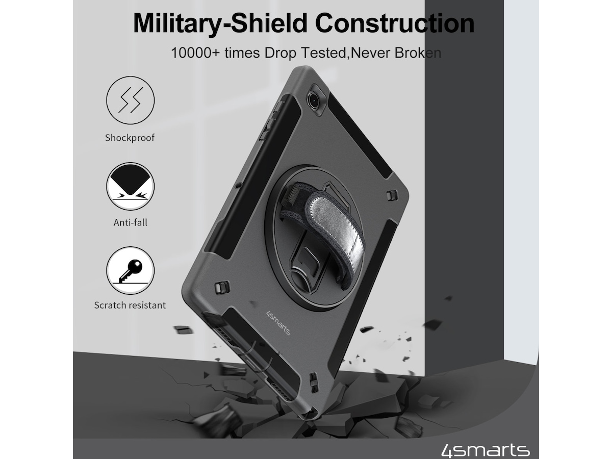 4smarts Galaxy Tab A9+ Rugged Case Grip cover (sort) Cover til tablet