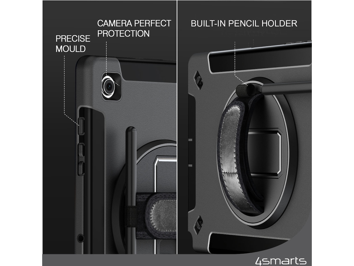 4smarts Galaxy Tab A9+ Rugged Case Grip cover (sort) Cover til tablet