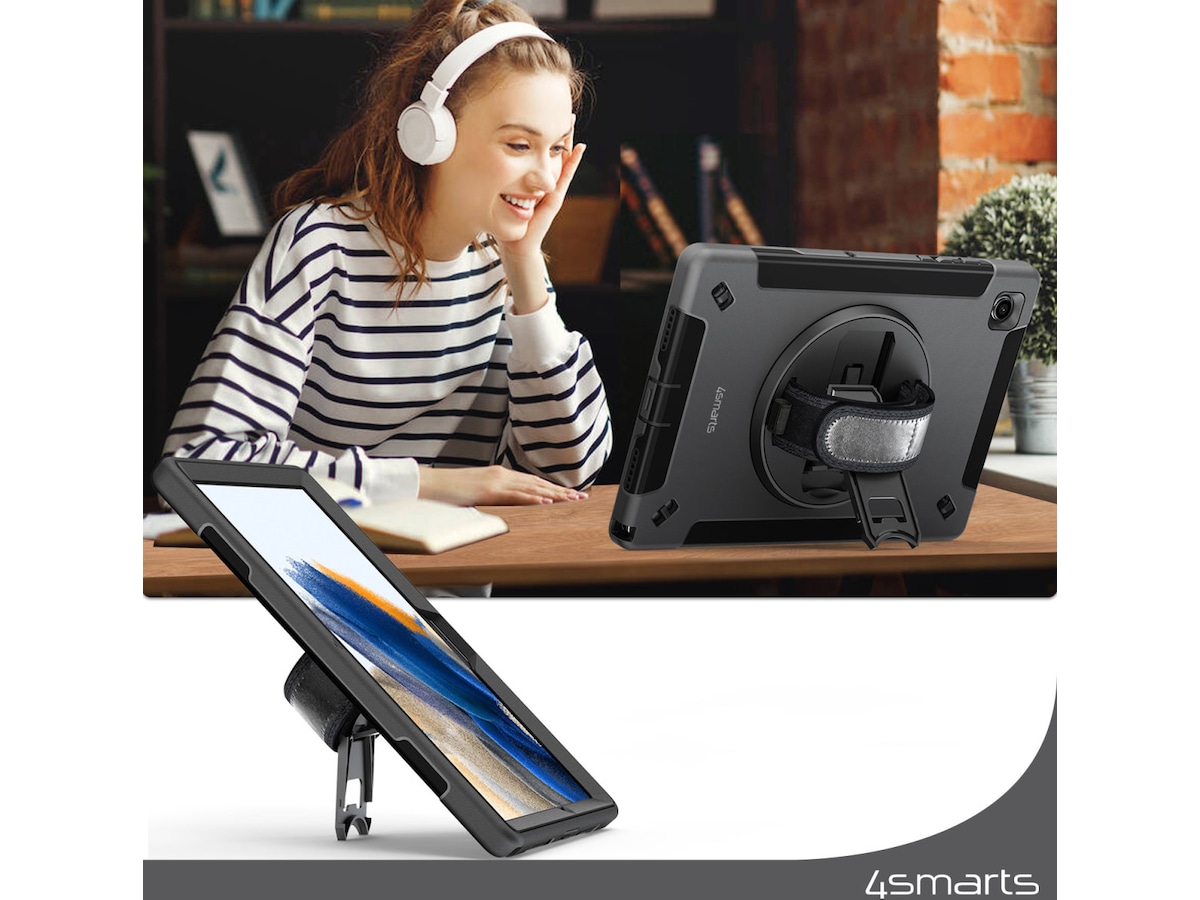 4smarts Galaxy Tab A9+ Rugged Case Grip cover (sort) Cover til tablet