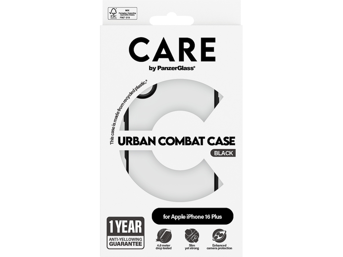 PanzerGlass CARE iPhone 16 Plus Urban Combat cover (gennemsigtig) Mobilcover
