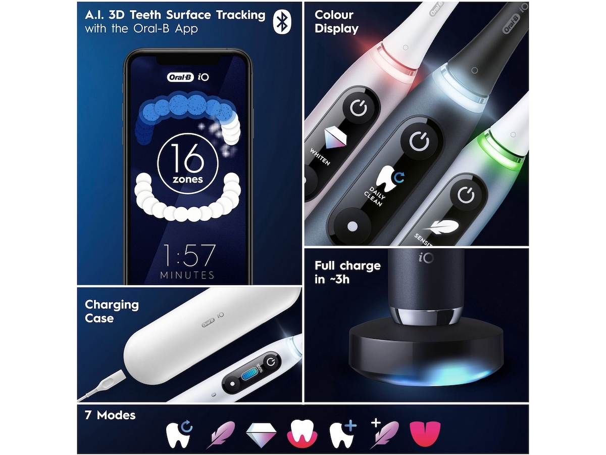 Oral-B iO 9 Duo elektriske tandbørster (sort & lys pink) Elektriske tandbørster