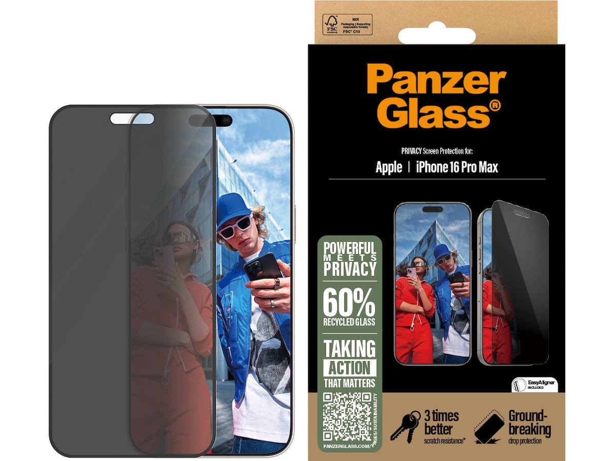 PanzerGlass iPhone 16 Pro Max Privacy skærmbeskytter Skærmbeskyttelse mobiltelefon