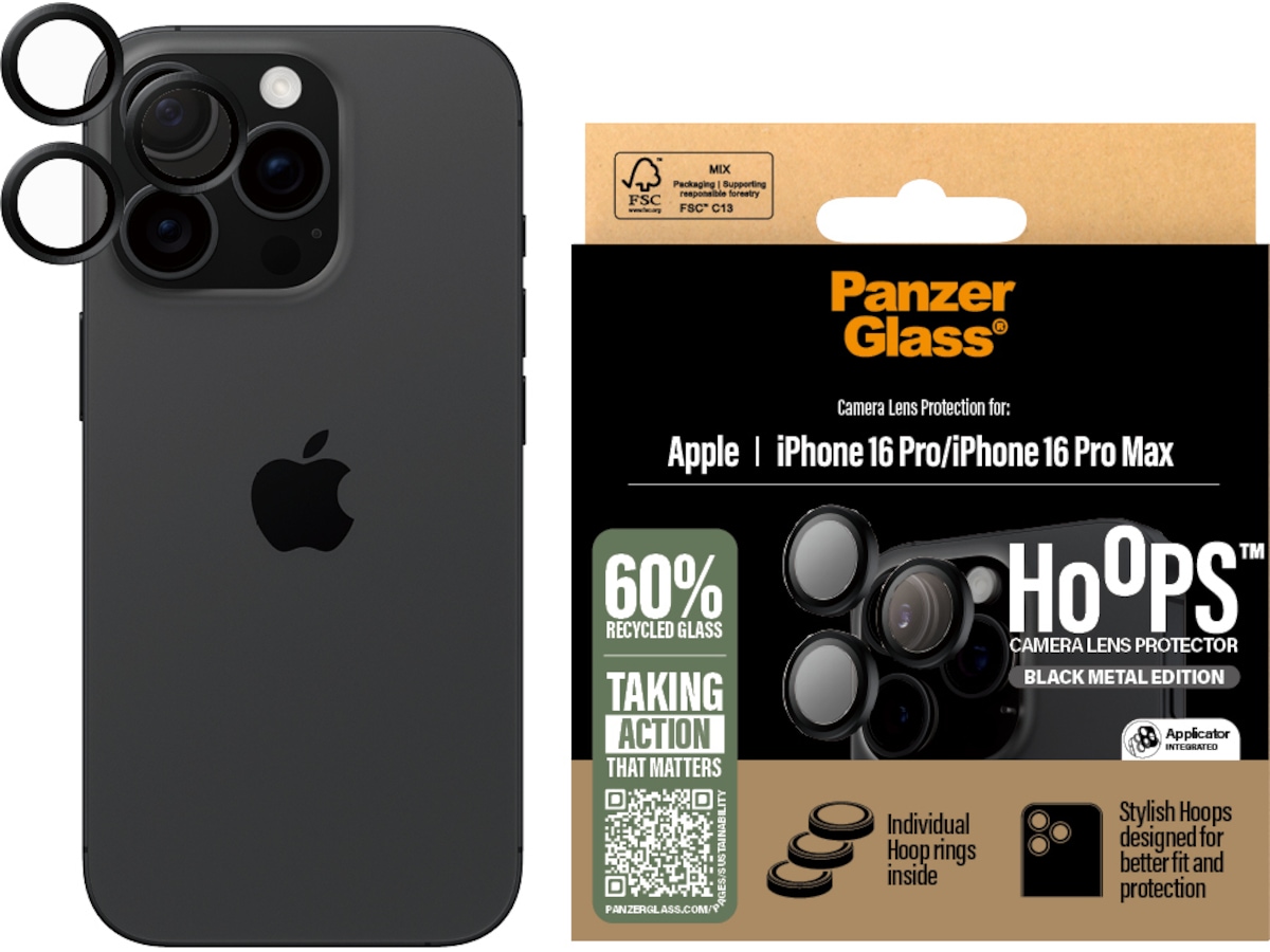 PanzerGlass iPhone 16 Pro / Pro Max Hoops Linsebeskytter Skærmbeskyttelse mobiltelefon