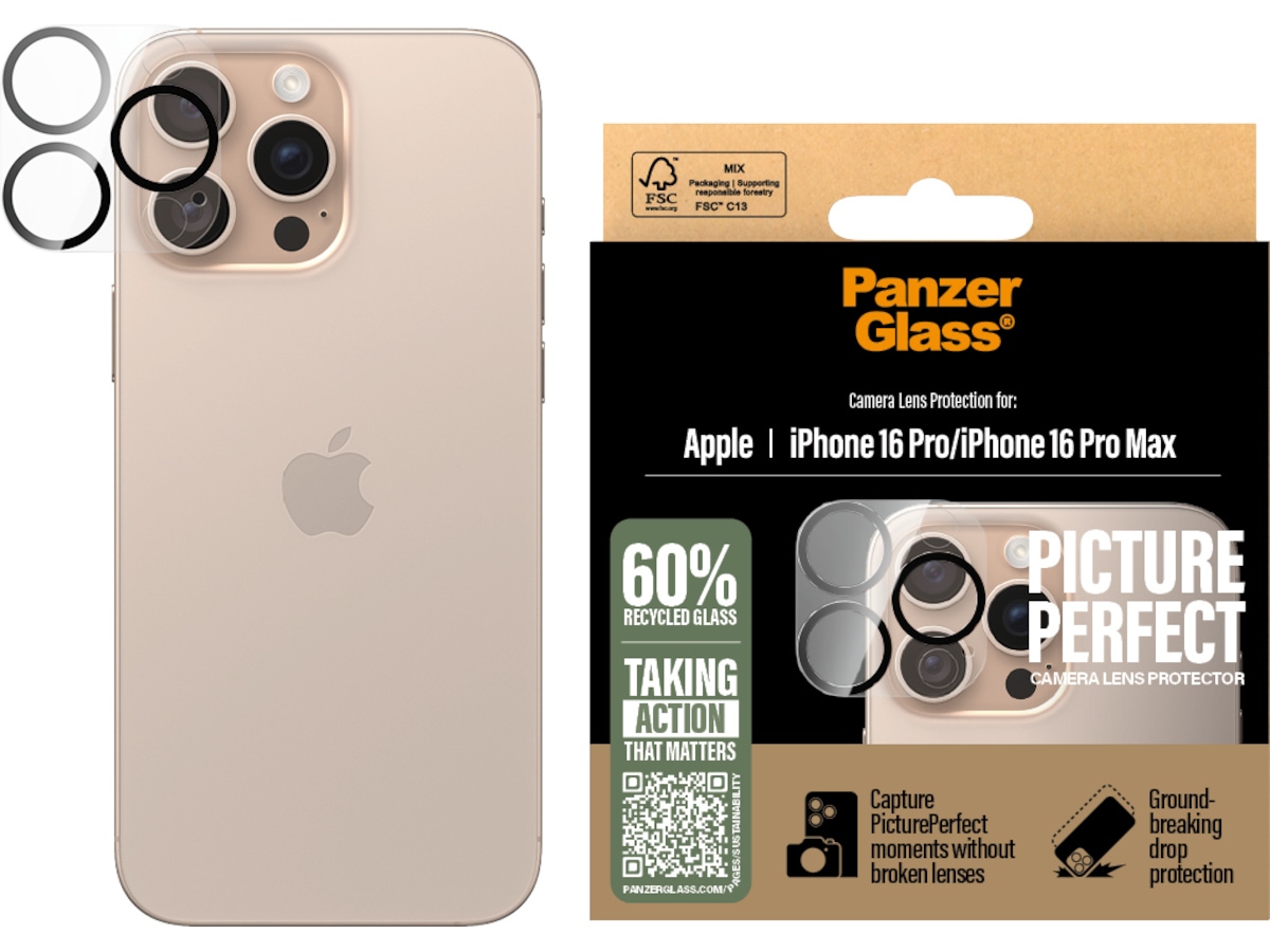 PanzerGlass iPhone 16 Pro / Pro Max PicturePerfect Linsebeskytter Skærmbeskyttelse mobiltelefon