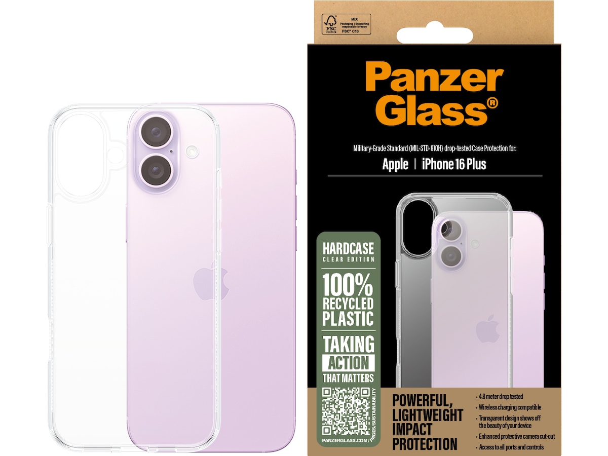 PanzerGlass iPhone 16 Plus HardCase cover (gennemsigtig) Mobilcover