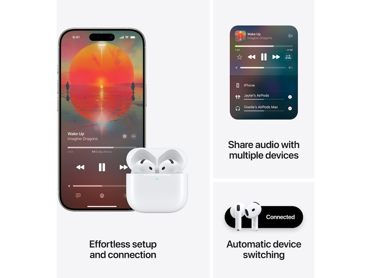 Apple AirPods 4 Aktiv støjreduktion Trådløse høretelefoner, Earbuds (hvid) In-ear høretelefoner