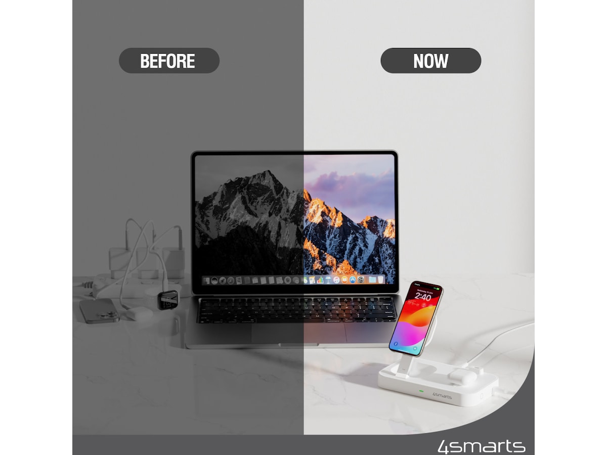 4smarts Qi2 Charging Station Trident (hvid) Mobilopladere