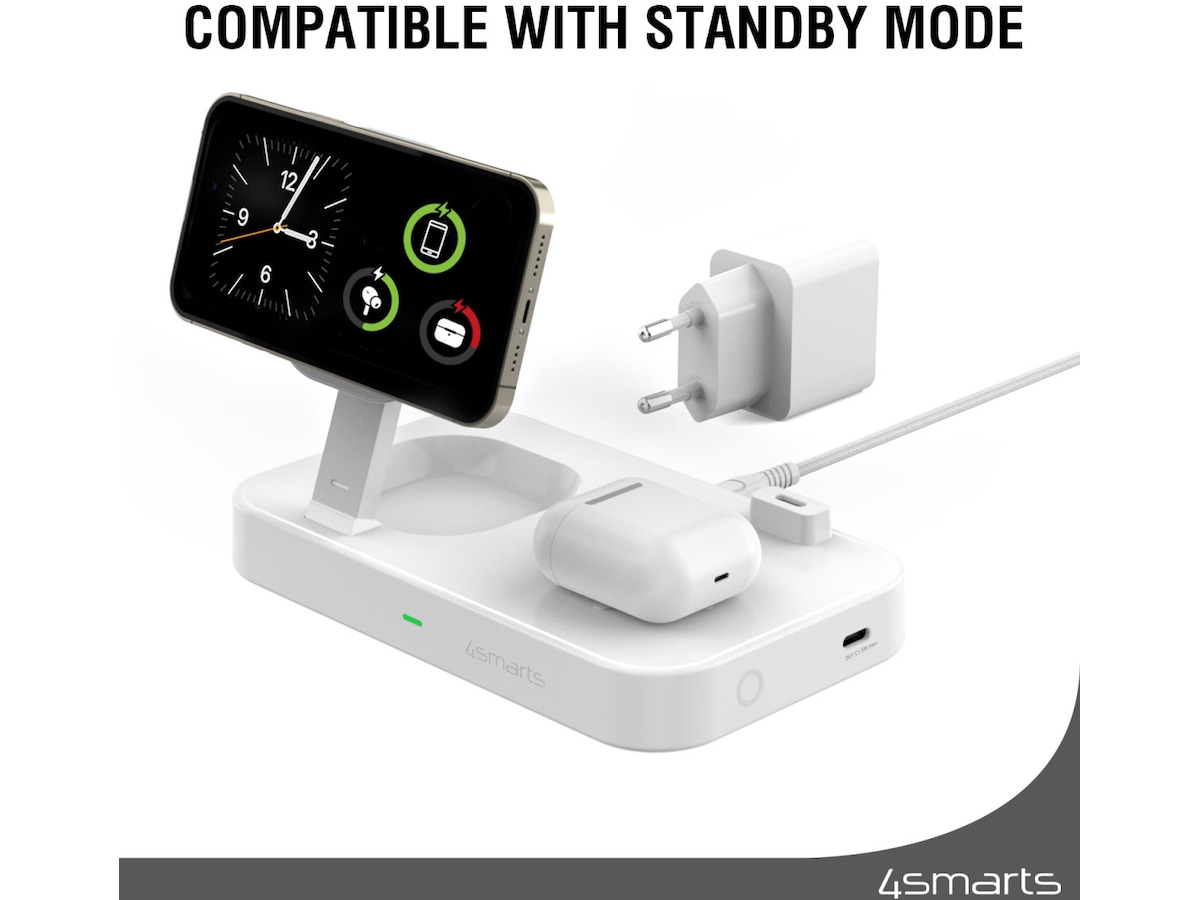 4smarts Qi2 Charging Station Trident (hvid) Mobilopladere