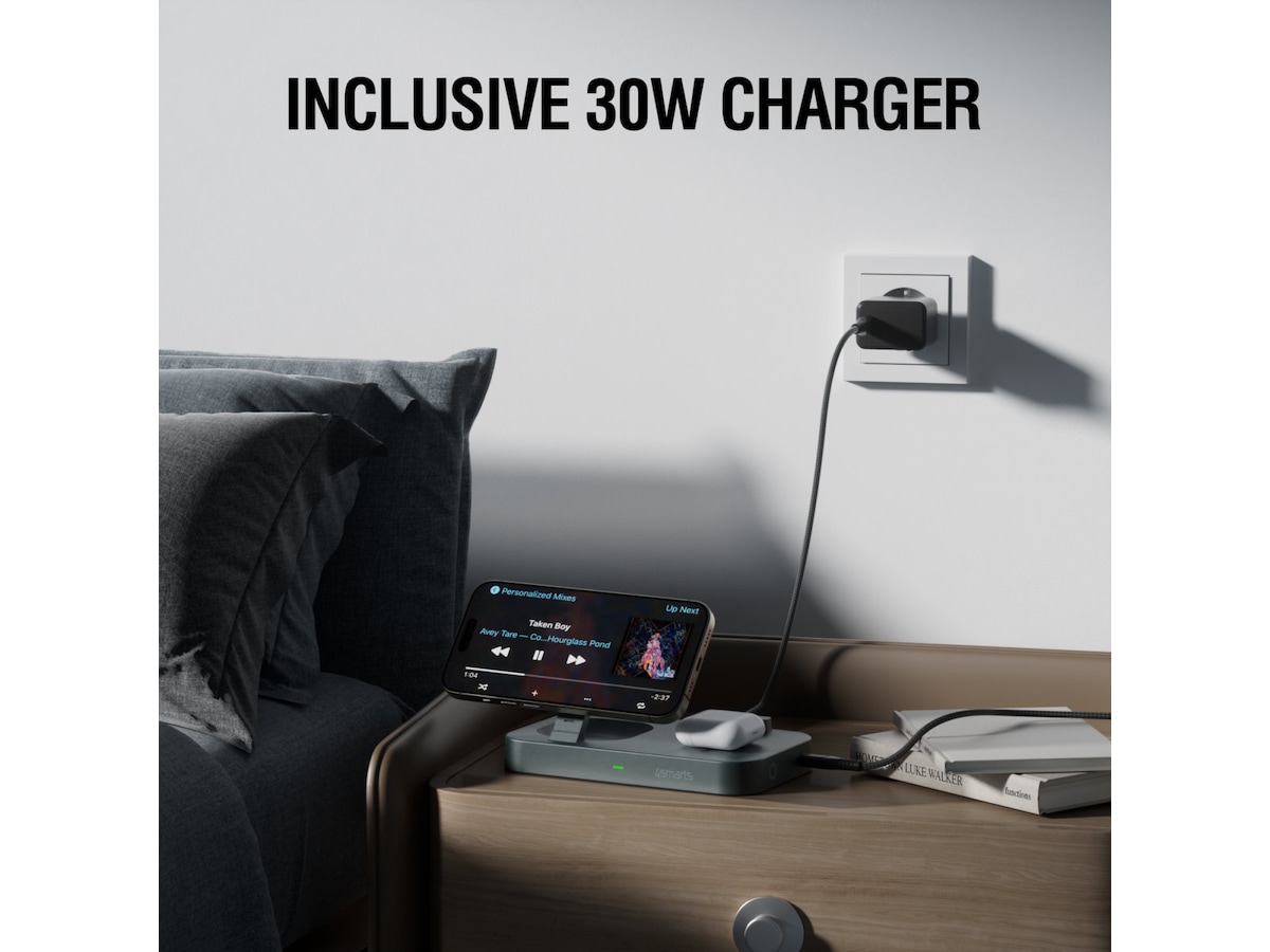 4smarts Qi2 Charging Station Trident (sort) Mobilopladere