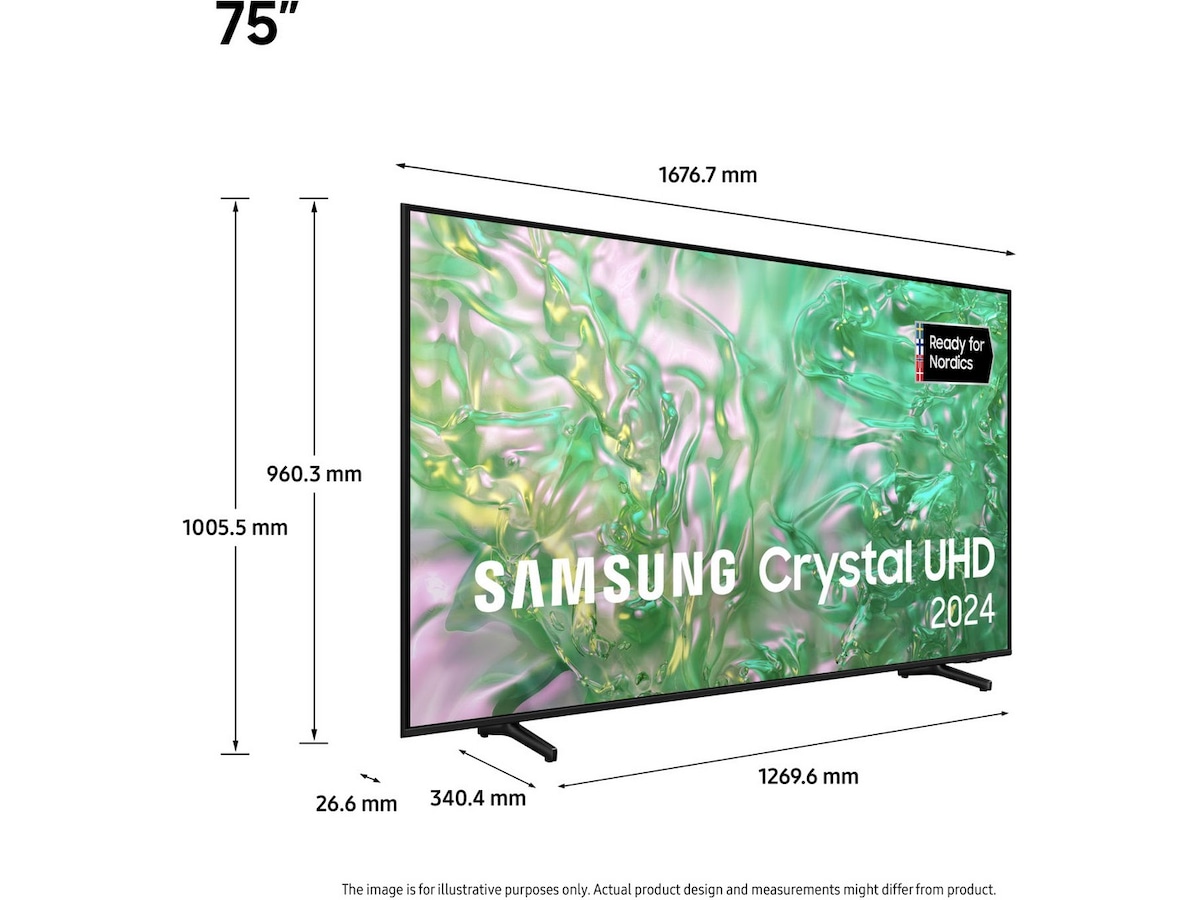 Samsung 75" DU8005 4K Crystal UHD Smart TV TU75DU8005K 70 - 79 tommer TV