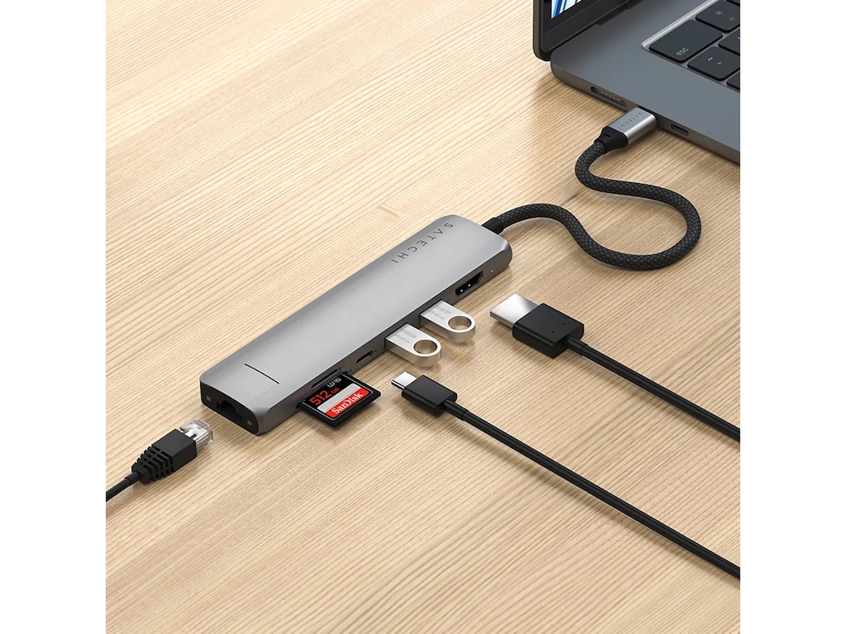 Satechi 7-i-1 Slim Multiport docking (space grey) Dockingstation og USB-hub