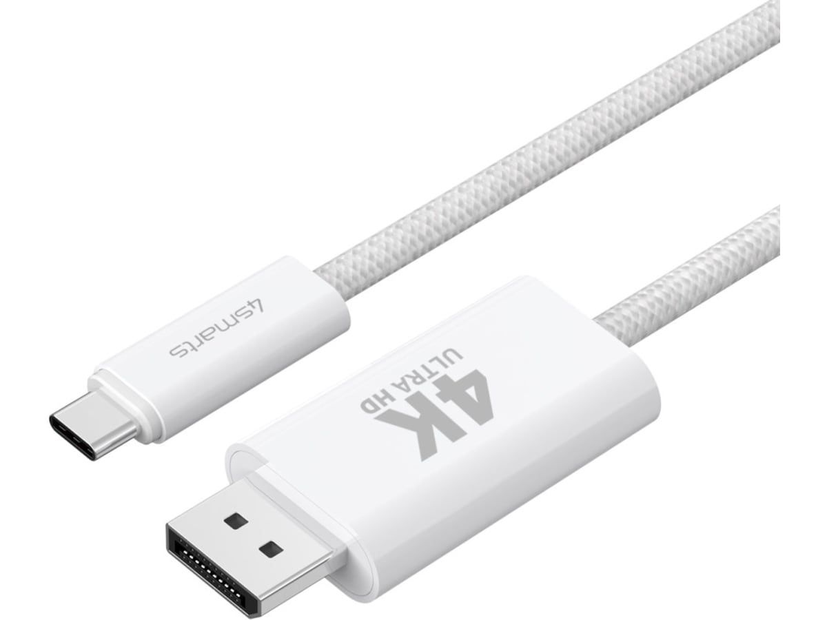 4smarts USB-C til Displayport kabel 2m (hvid) USB-kabler