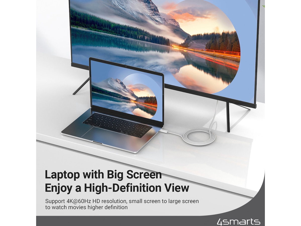 4smarts USB-C til Displayport kabel 2m (hvid) USB-kabler