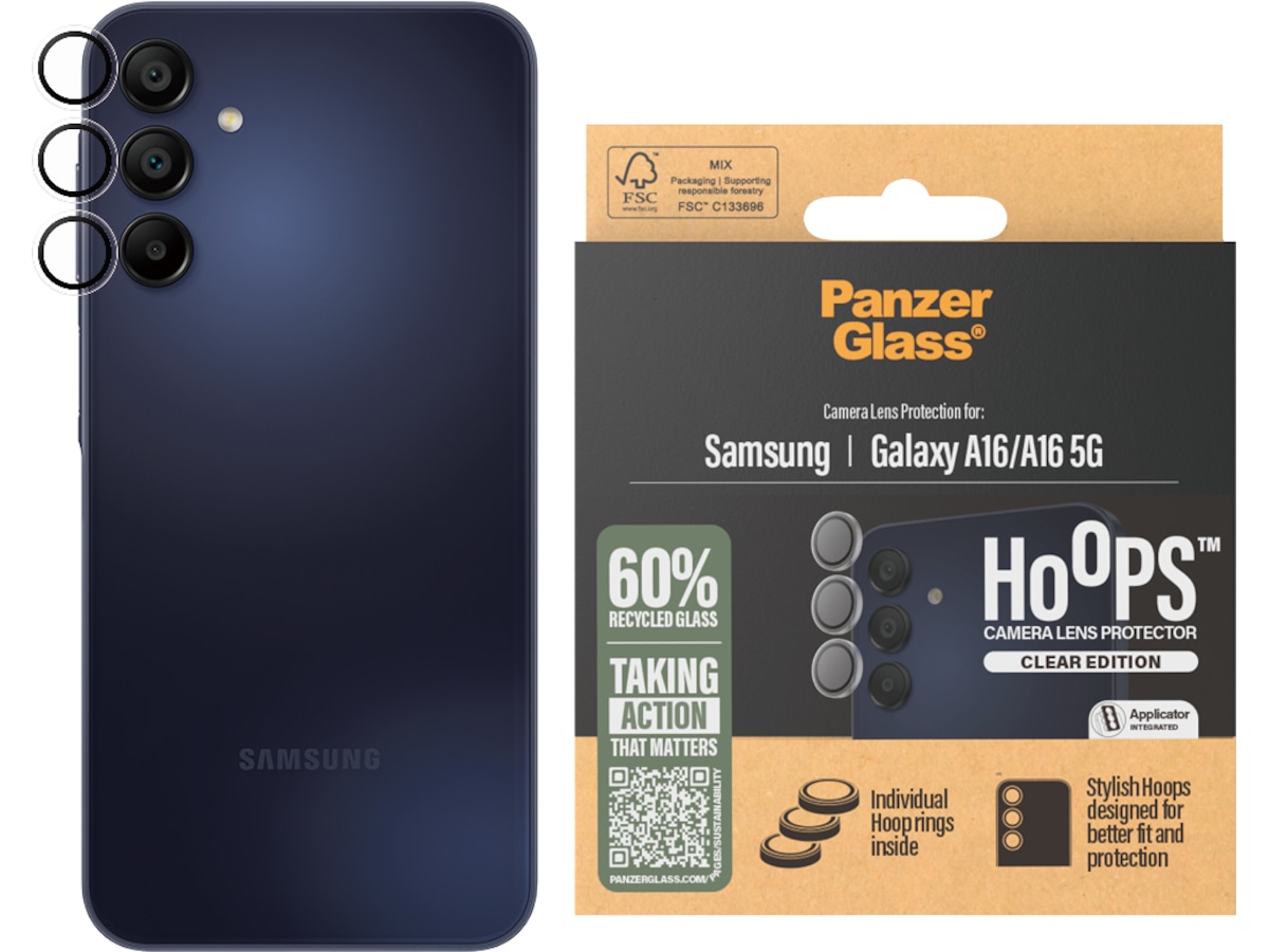 PanzerGlass Galaxy A16/A16 5G Hoops Linsebeskytter (gennemsigtig) Skærmbeskyttelse mobiltelefon
