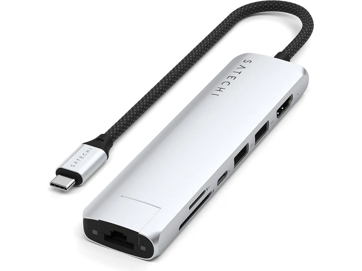 Satechi 7-i-1 Slim Multiport docking (sølv) Dockingstation og USB-hub