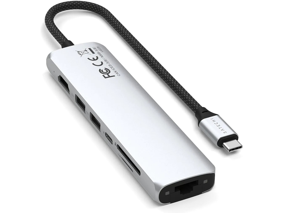 Satechi 7-i-1 Slim Multiport docking (sølv) Dockingstation og USB-hub