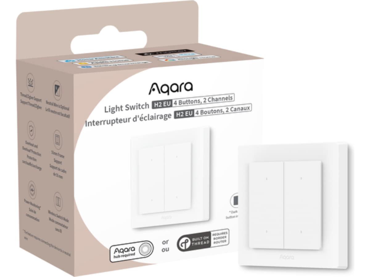 Aqara H2 EU lyskontakt (4 knapper) - 3-pack Kontakter, lysdæmpere & lyskontrol