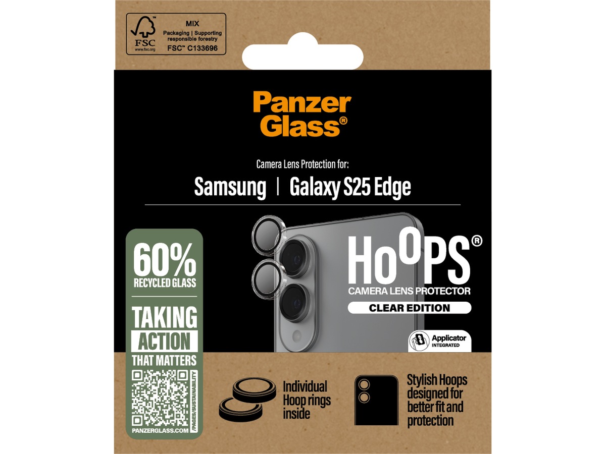 PanzerGlass Galaxy S25 Edge Hoops Linsebeskytter (gennemsigtig) Skærmbeskyttelse mobiltelefon