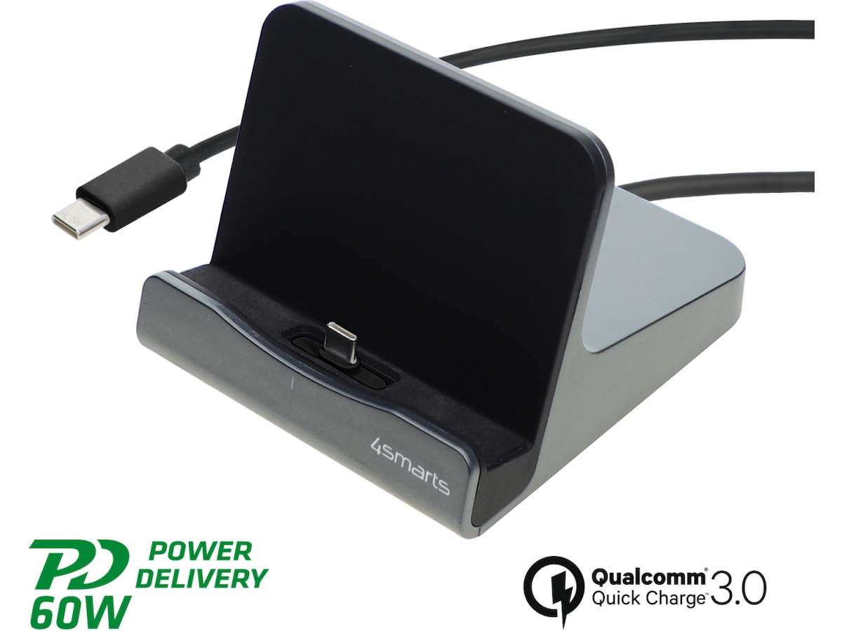 4smarts 60W USB-C opladningsstation (sort) Ladestation