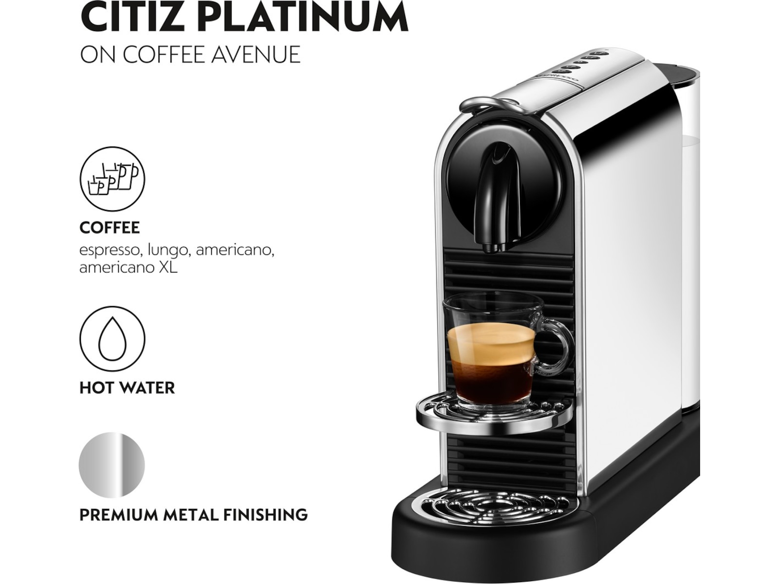 Nespresso CitiZ by De'Longhi kapselmaskine (platin) Kapselmaskiner