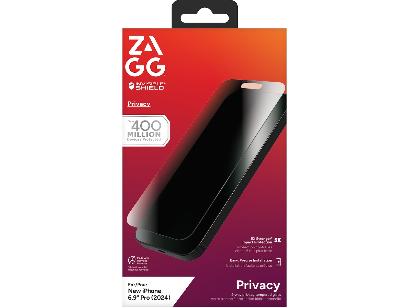 InvisibleShield Glass Elite iPhone 16 Pro Max Privacy Skærmbeskytter Skærmbeskyttelse mobiltelefon