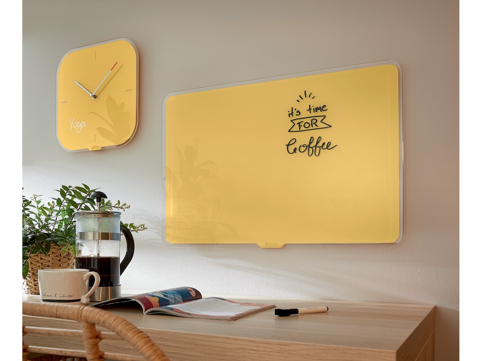 Leitz Cosy Glastavle - magnetisk whiteboardtavle 80x60 cm - varm gul Whiteboards