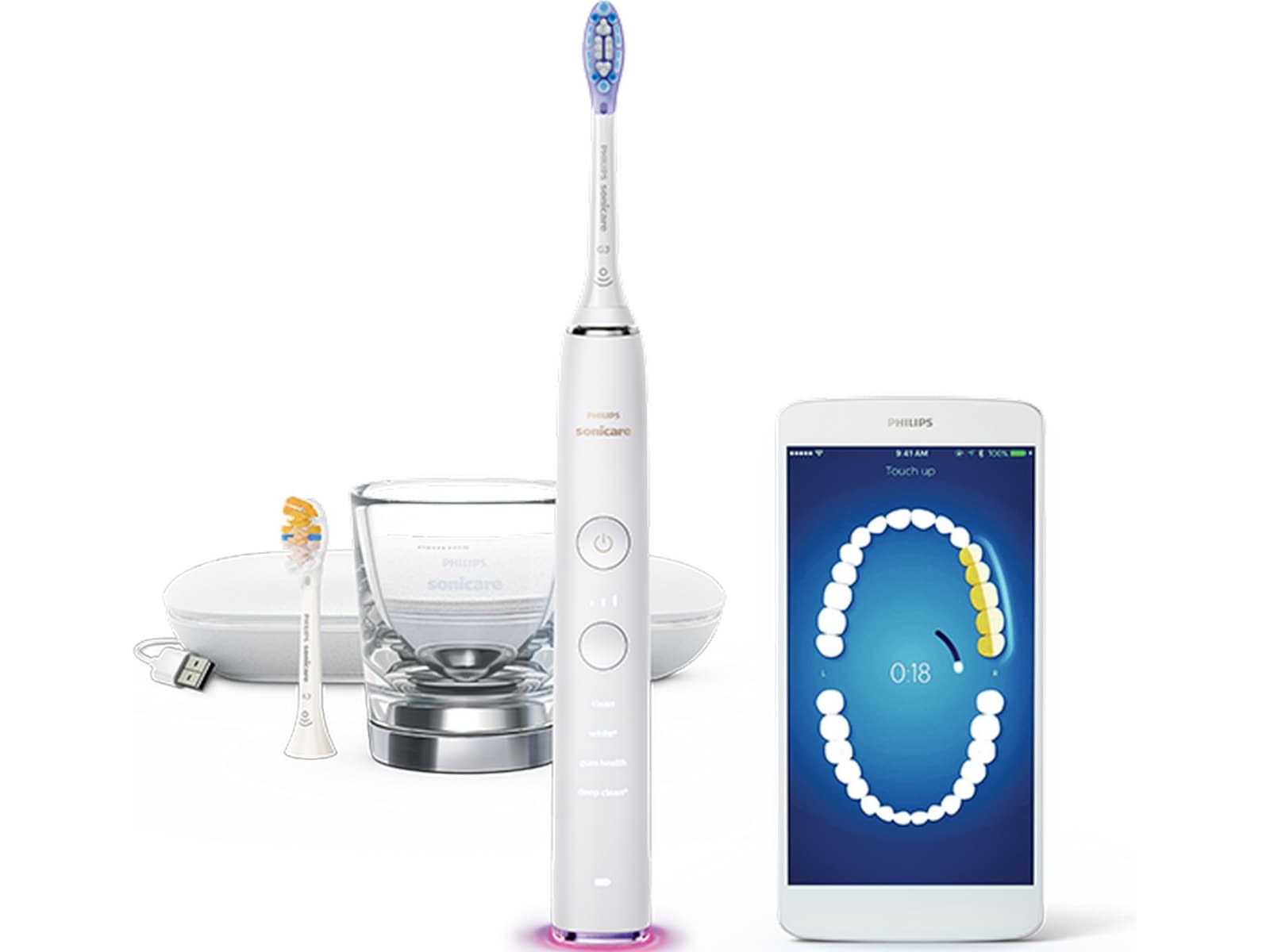 Philips DiamondClean Smart 9400 Sonic elektrisk tandbørste HX9917/88 (hvid) Elektriske tandbørster