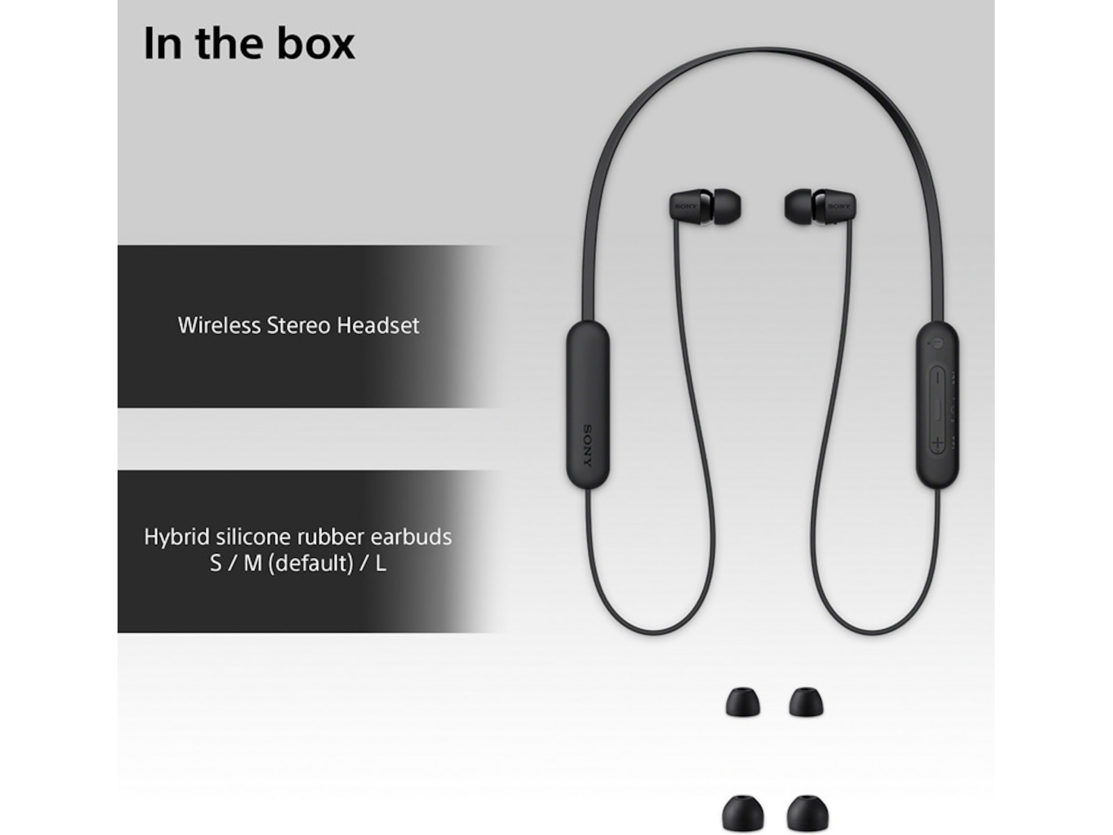 Sony WI-C100 Trådløse Høretelefoner, Earbuds (sort) In-ear høretelefoner