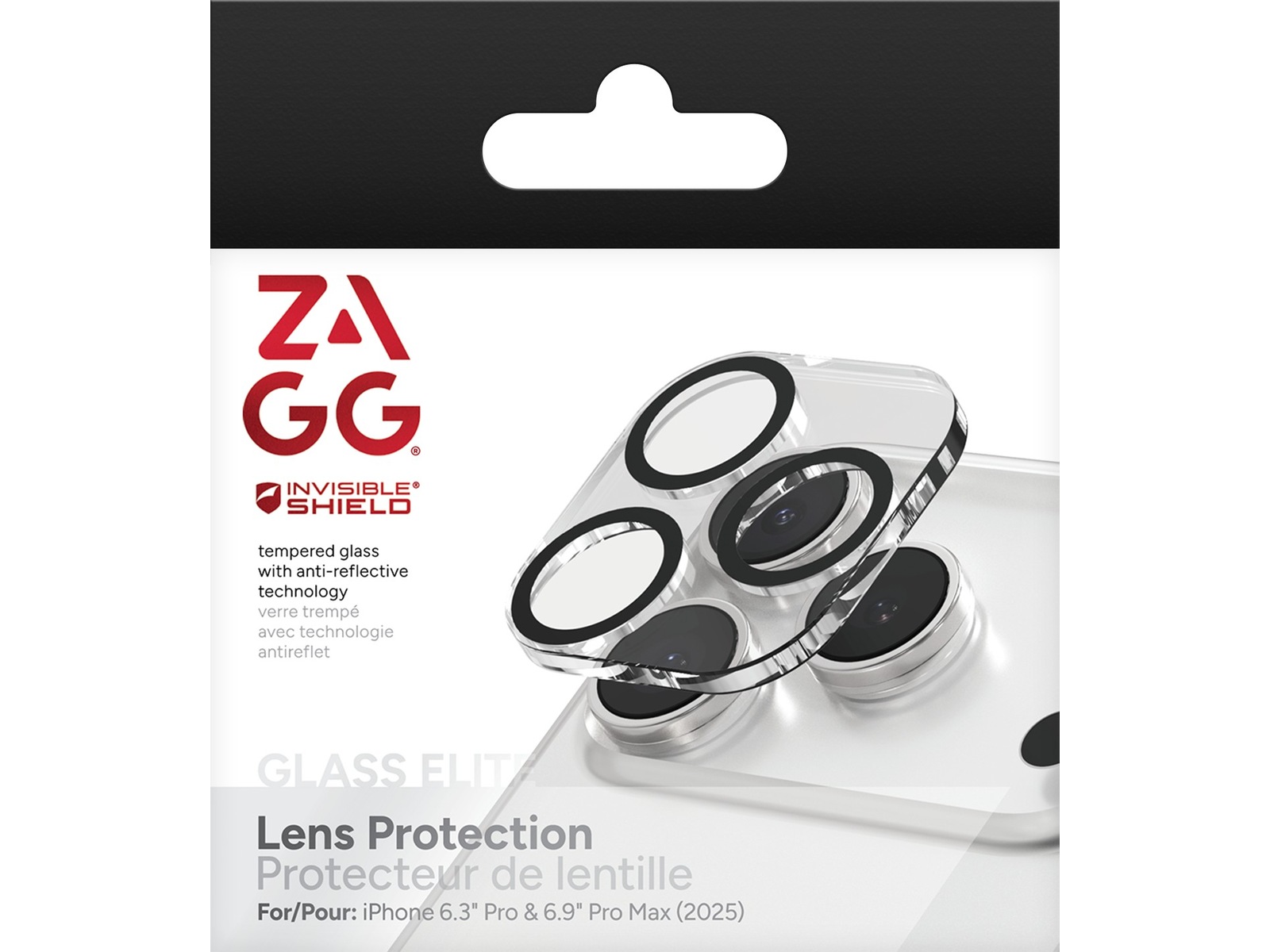 InvisibleShield Glass Elite iPhone 17 Pro/Pro Max Linsebeskytter (sort) Skærmbeskyttelse mobiltelefon