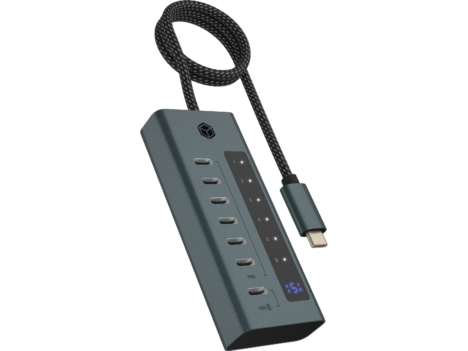 ICY BOX 7 Port USB-C Hub (blå/grå) Dockingstation og USB-hub