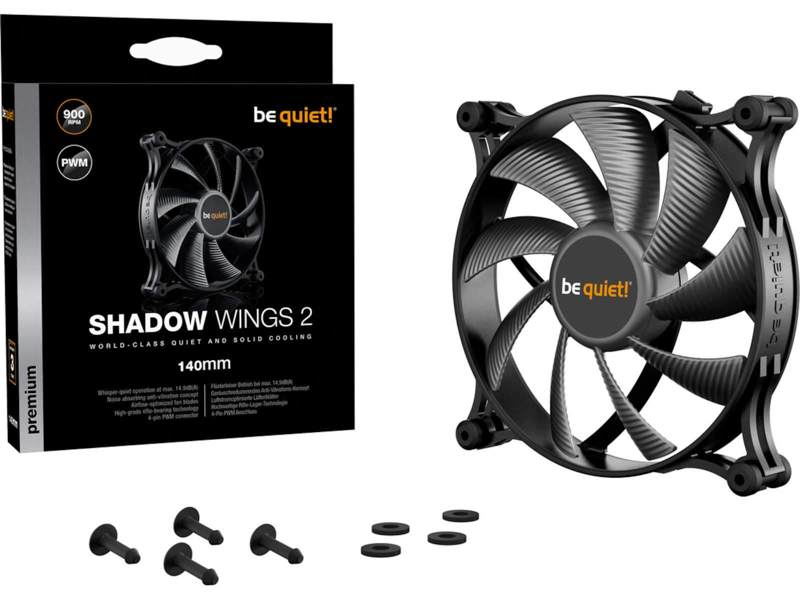 be quiet! Shadow Wings 2 140mm PWM Ventilator Blæsere