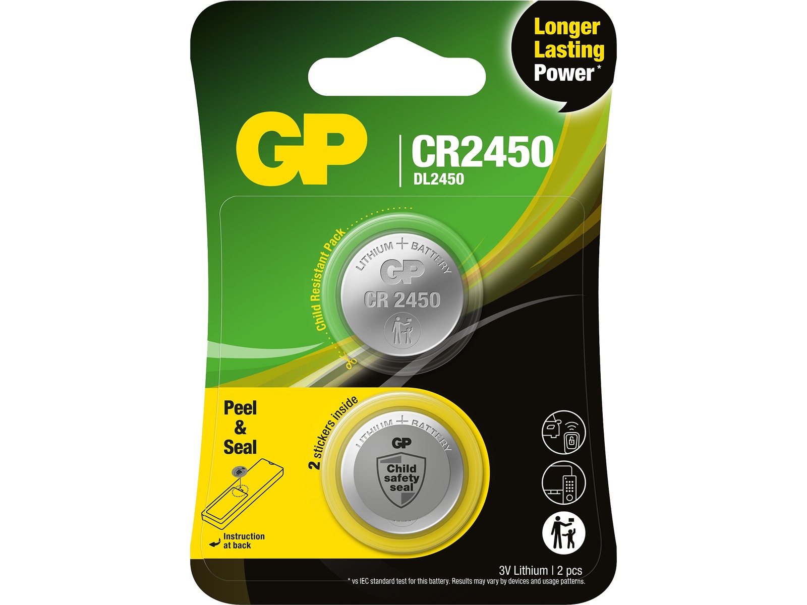 GP Lithium CR2450 batteri, 2-pk Generelle batterier