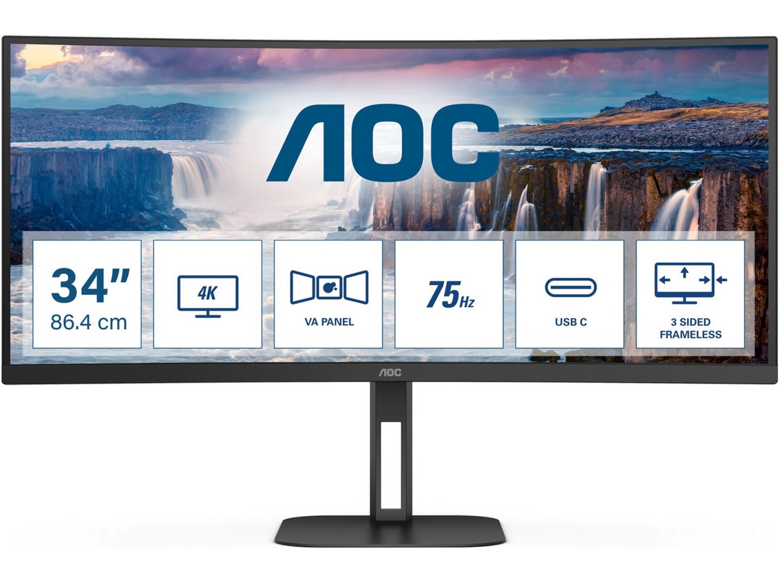 AOC 34" curved skærm CU34V5C/BK/23 Skærme