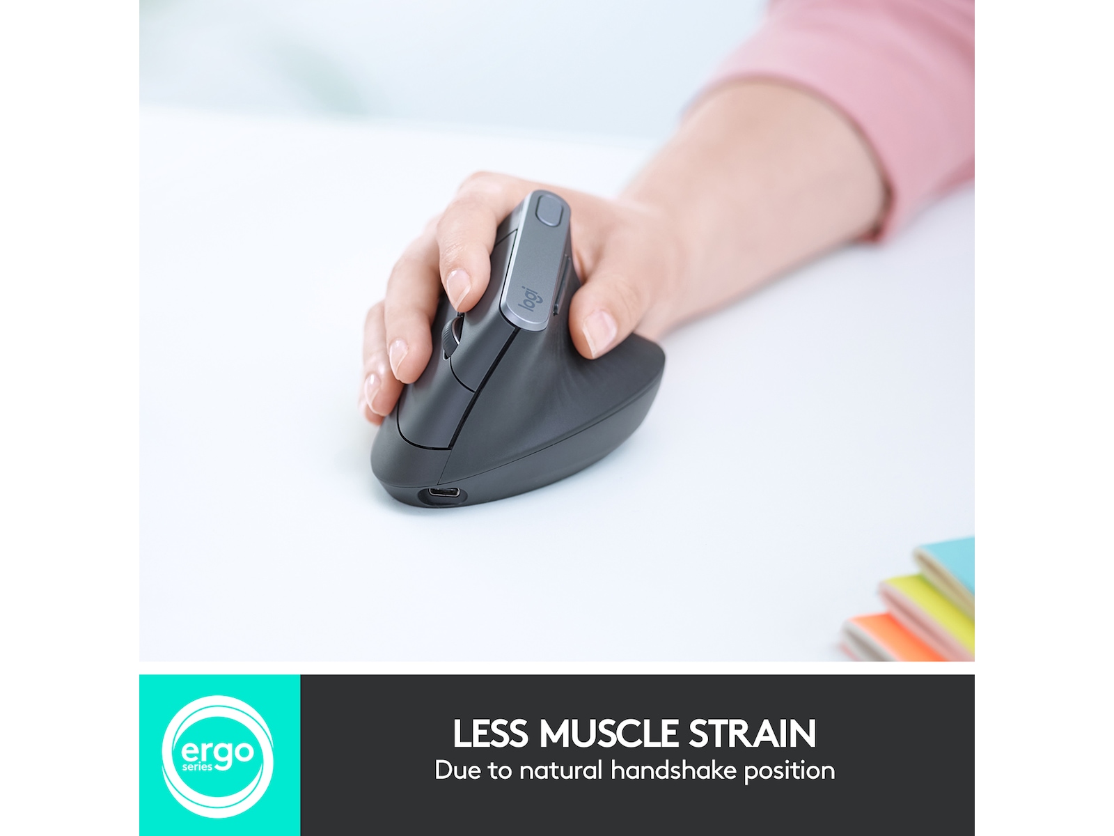 Logitech MX Vertical Trådløs Bluetooth Computermus Ergonomiske
