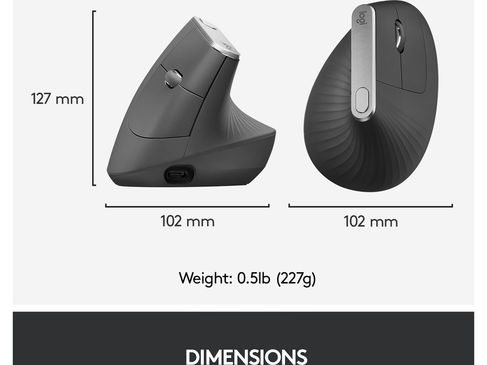Logitech MX Vertical Trådløs Bluetooth Computermus Ergonomiske