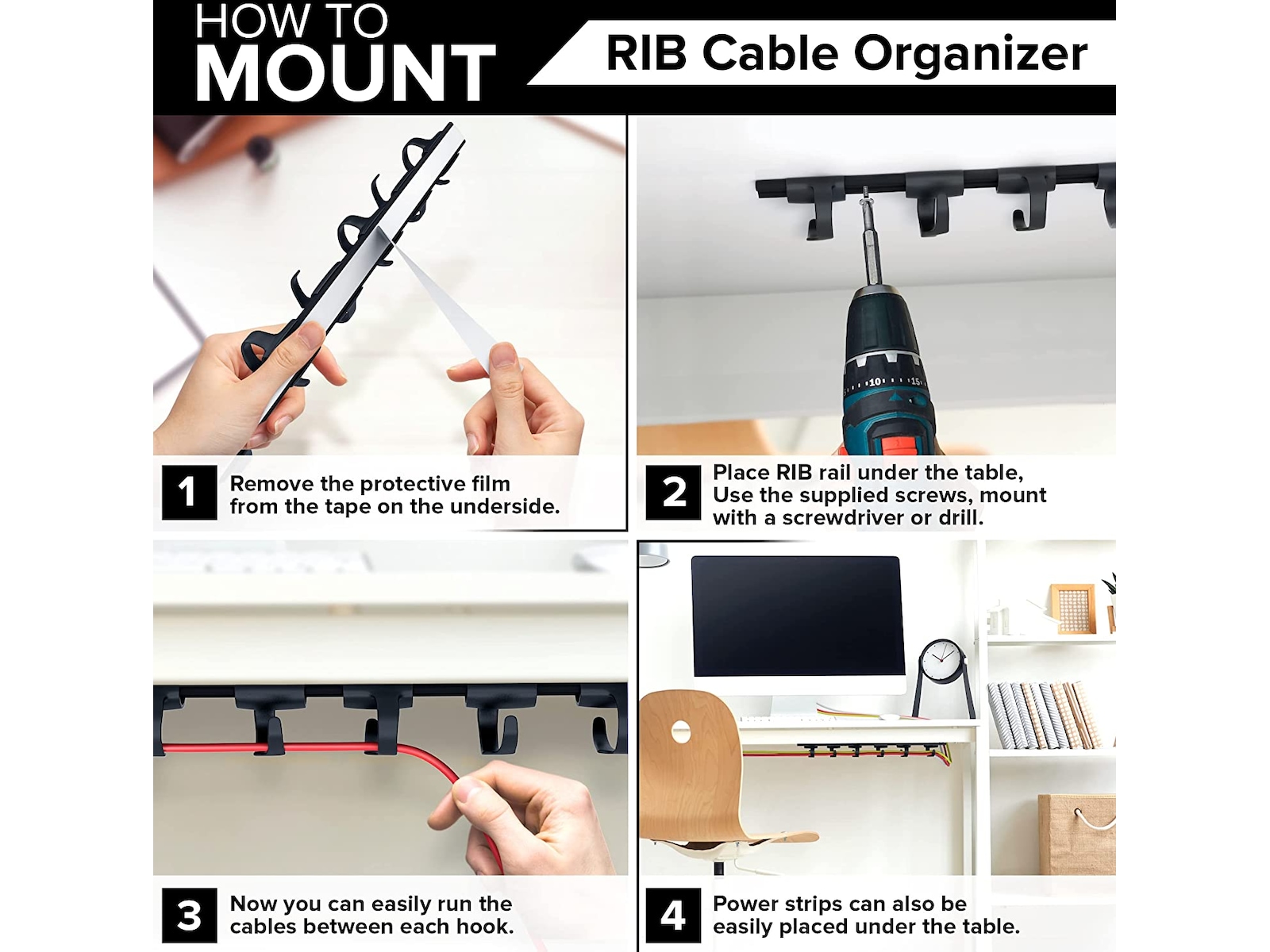 Kenson RIB 38cm Kabelholder (3pk) Arbejdssted – tilbehør
