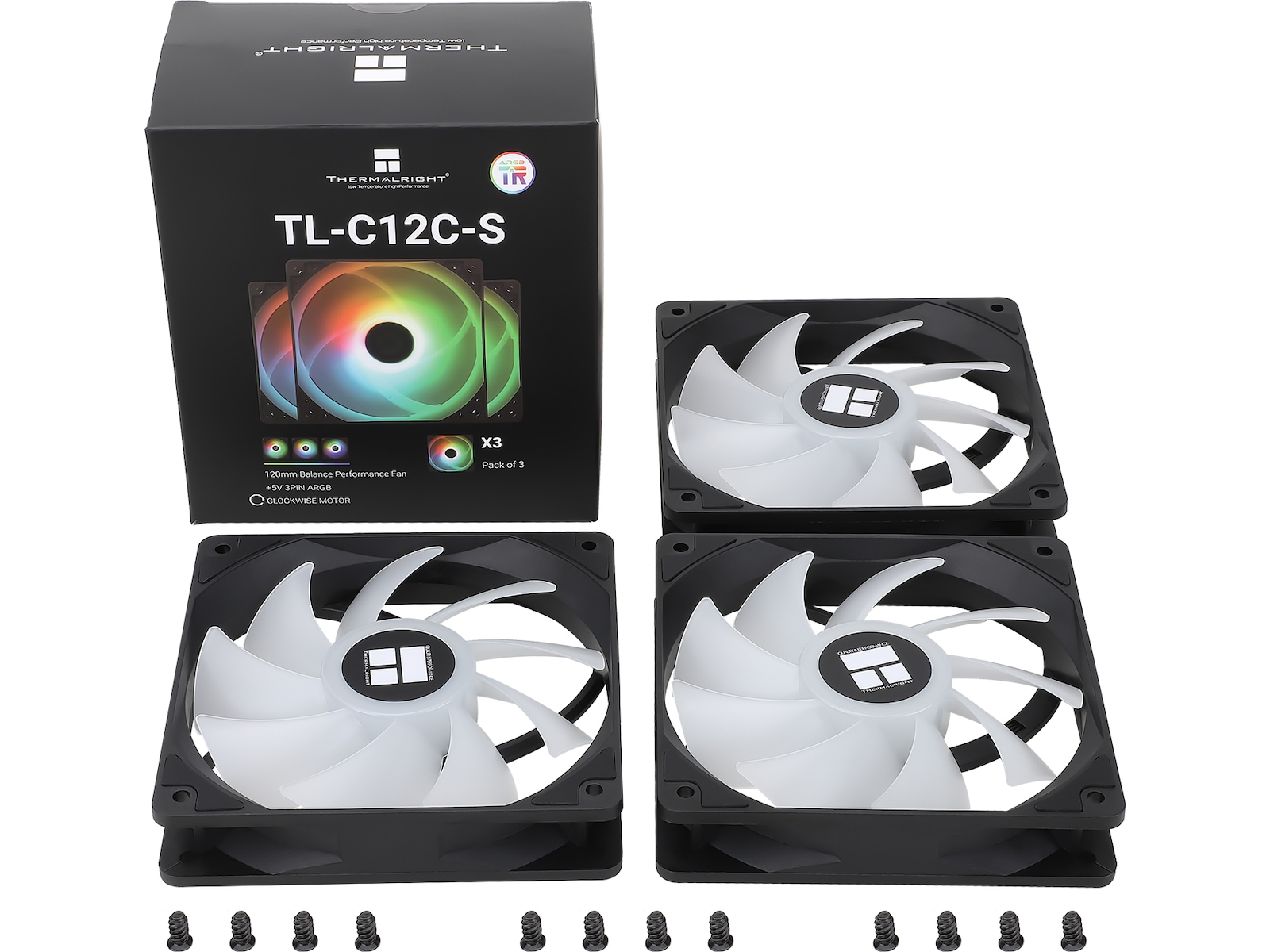 Thermalright TL-C12C-S ARGB 120mm Ventilator 3-Pack (sort) Blæsere